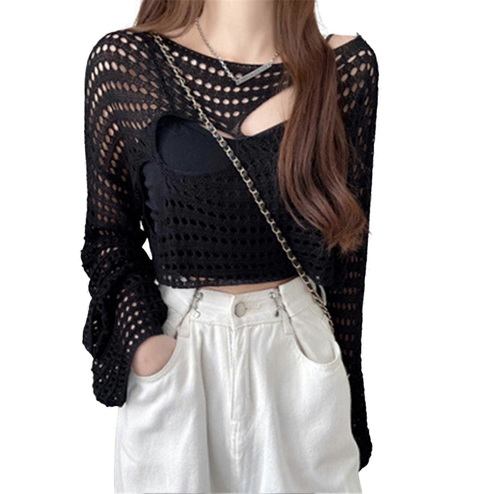 Womens Cover Up Hollow Out Tops Teen Boho Tee Loose T-shirt Gift For Christmas Birthday New Year