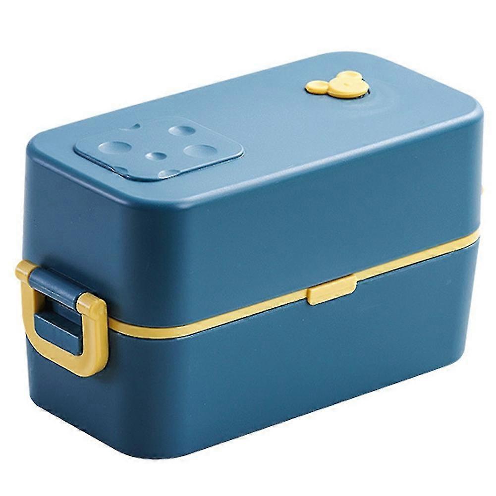 Lunch Boxes 2-layer 3 Compartment Cutlery Set Bento Boxes, Blue