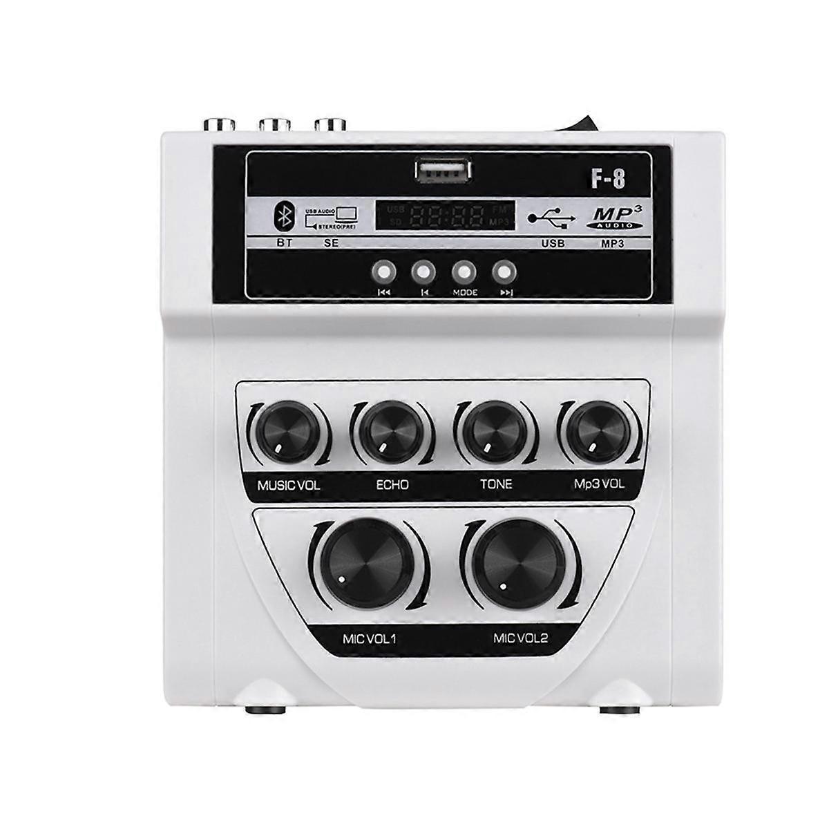 Mf8 Mini Karaoke Audio Mixer Outdoor Mixer Stereo Dual Microphone Input Amplifier with Bt Recording Effect-EU Plug, B