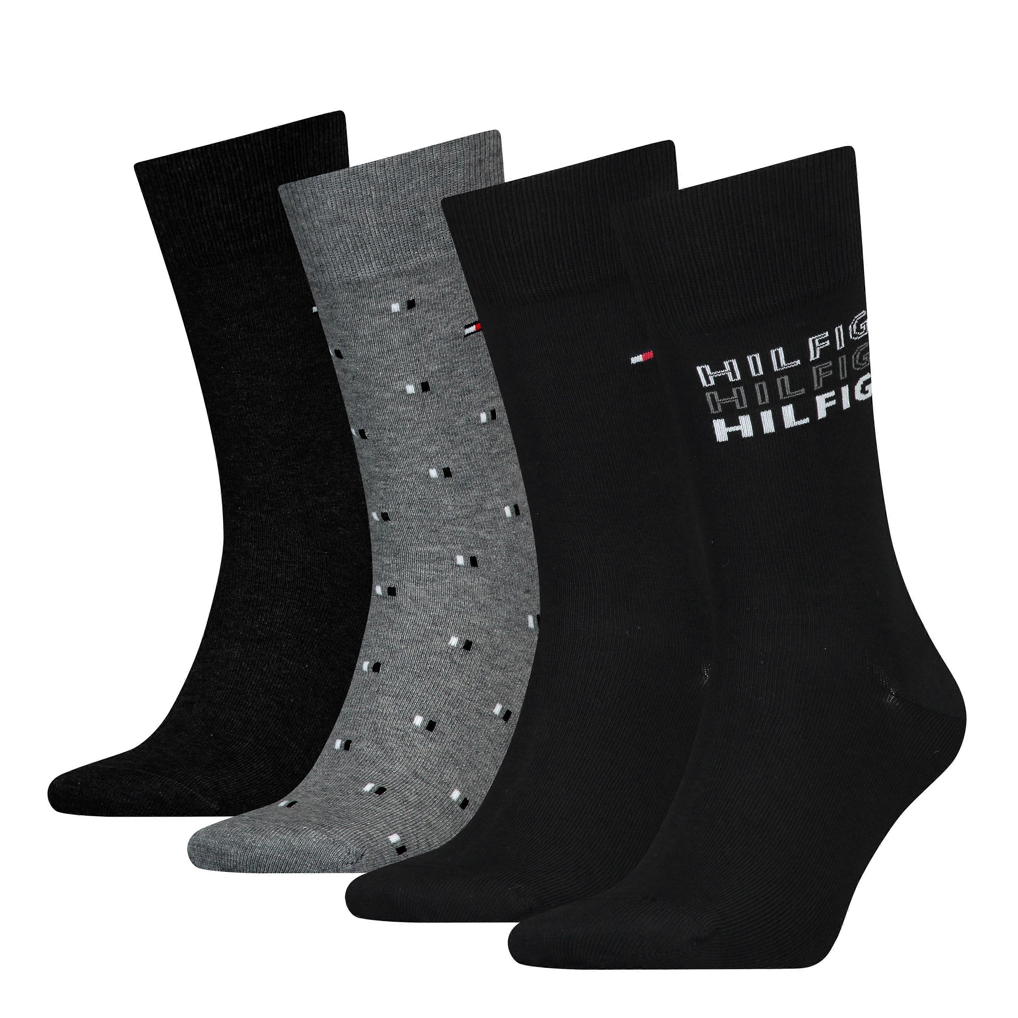 Tommy Hilfiger Men 4 Pack Tin Gift Box Crew Socks (black)