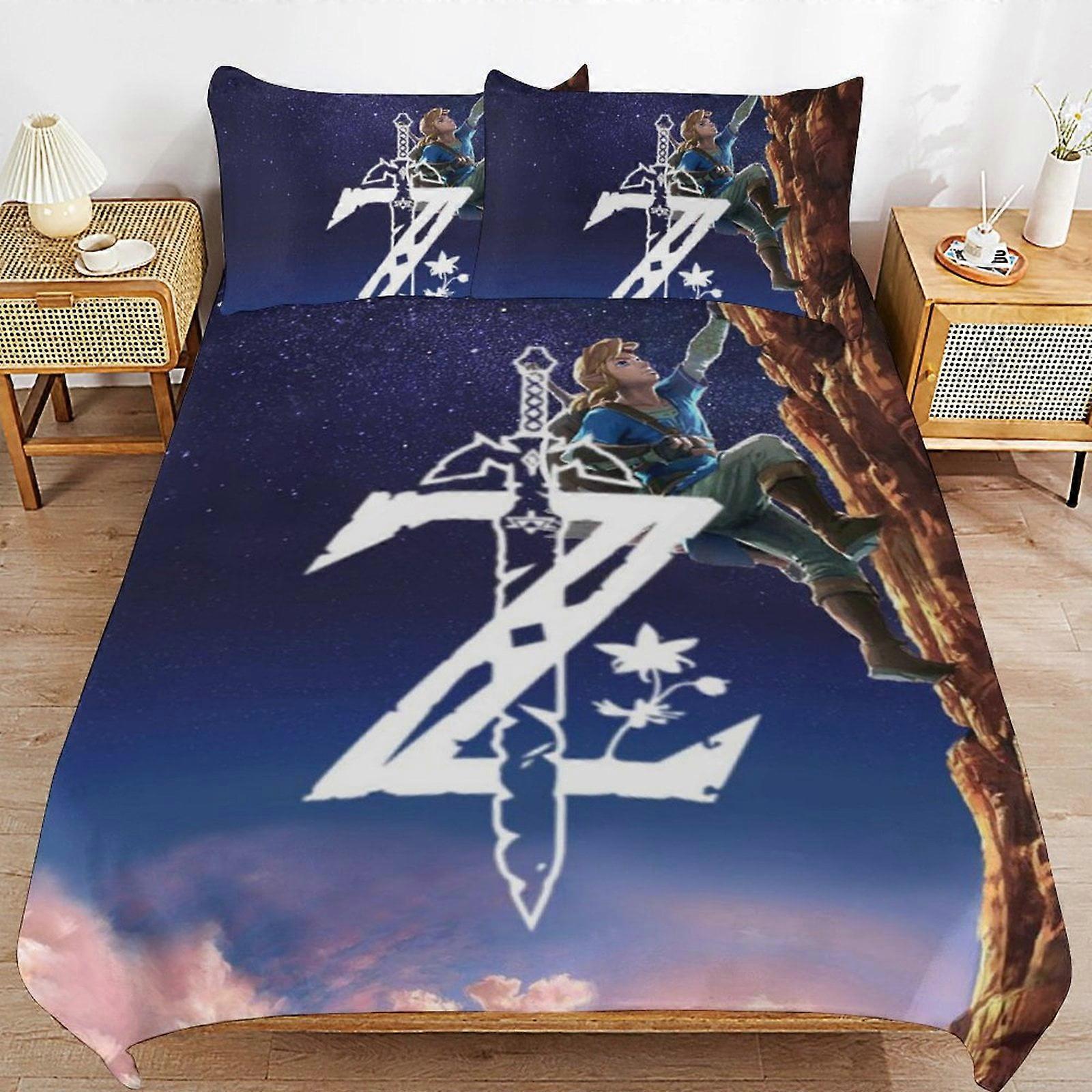 x102 The Legend of Zelda Comforter Set 3 Pieces Quilt Cover Set Soft Bedding Sets for All Seasons (1 Comforter 2 Pillowcases) hb102