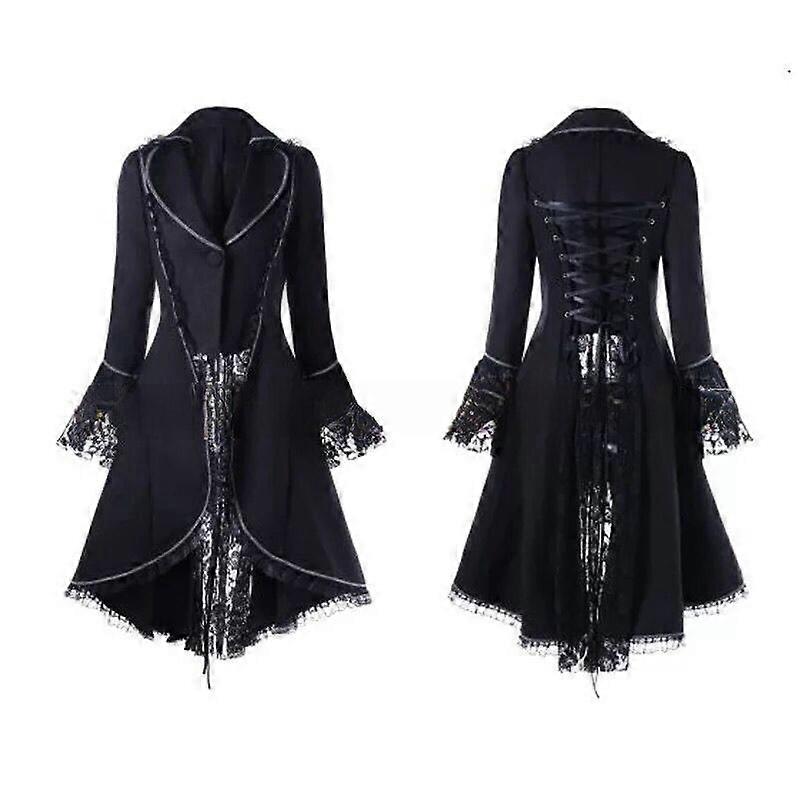 Robe Steampunk Gothique Avec Capuche - Style Victorien, Manches Longues - Pour Cosplay, Halloween, Mariage Alternative, Renaissance - Grande Taille Disponible