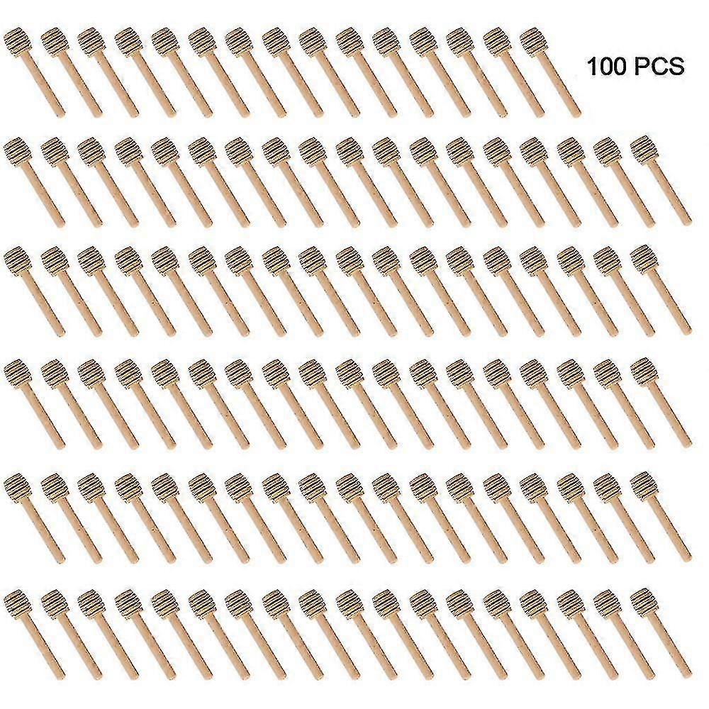 100 Pack Of Mini 3 Inch Wood Honey Dipper Sticks, Individually Wrapped, Server For Honey Jar Dispense Drizzle Honey, Wedding Party Favors Tw