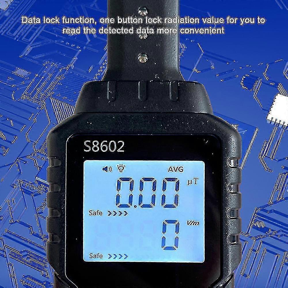 Handheld 3-in-1 Digital Radiation Dosimeter Electric Field Magnetics Field Temperature Multifunctional Detector Home Office Radiation Tester Sound Lig