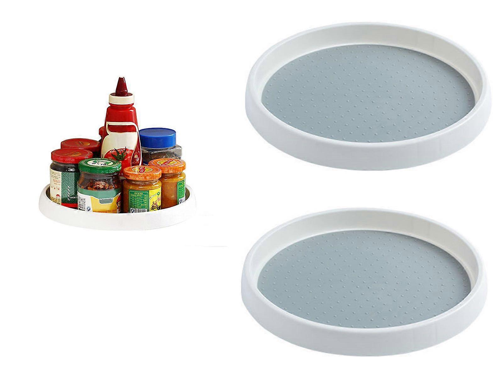 2PCS Kitchen Rotating Condiment Storage Rack Storage Tray Bathroom Swivel Tray