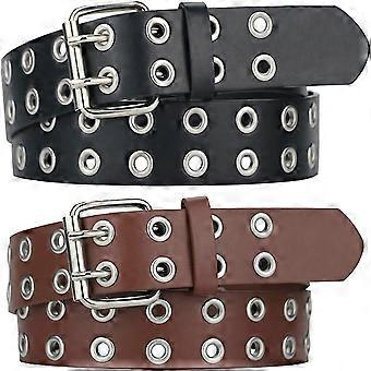 Macoking Grommet Leather Belts For Women, Black Belt Women  display picture 1