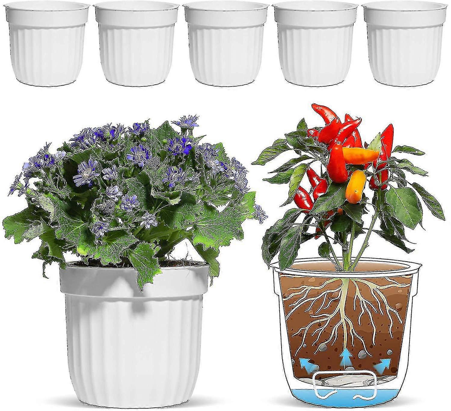 Self-watering Plastic Flower Pot, Garden Decoration, Medium-sized