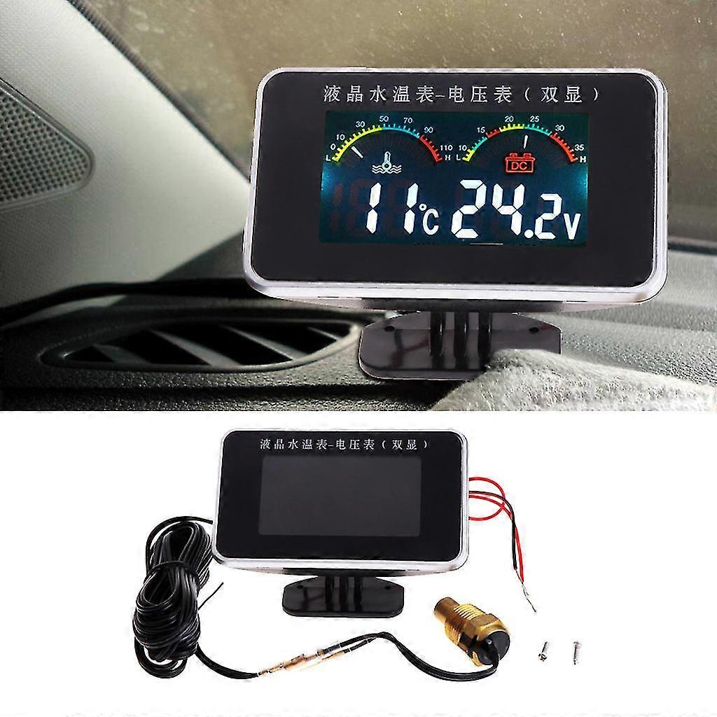 High Quality Water Temperature Indicator Voltmeter 12/24v Temp & Voltage Meter
