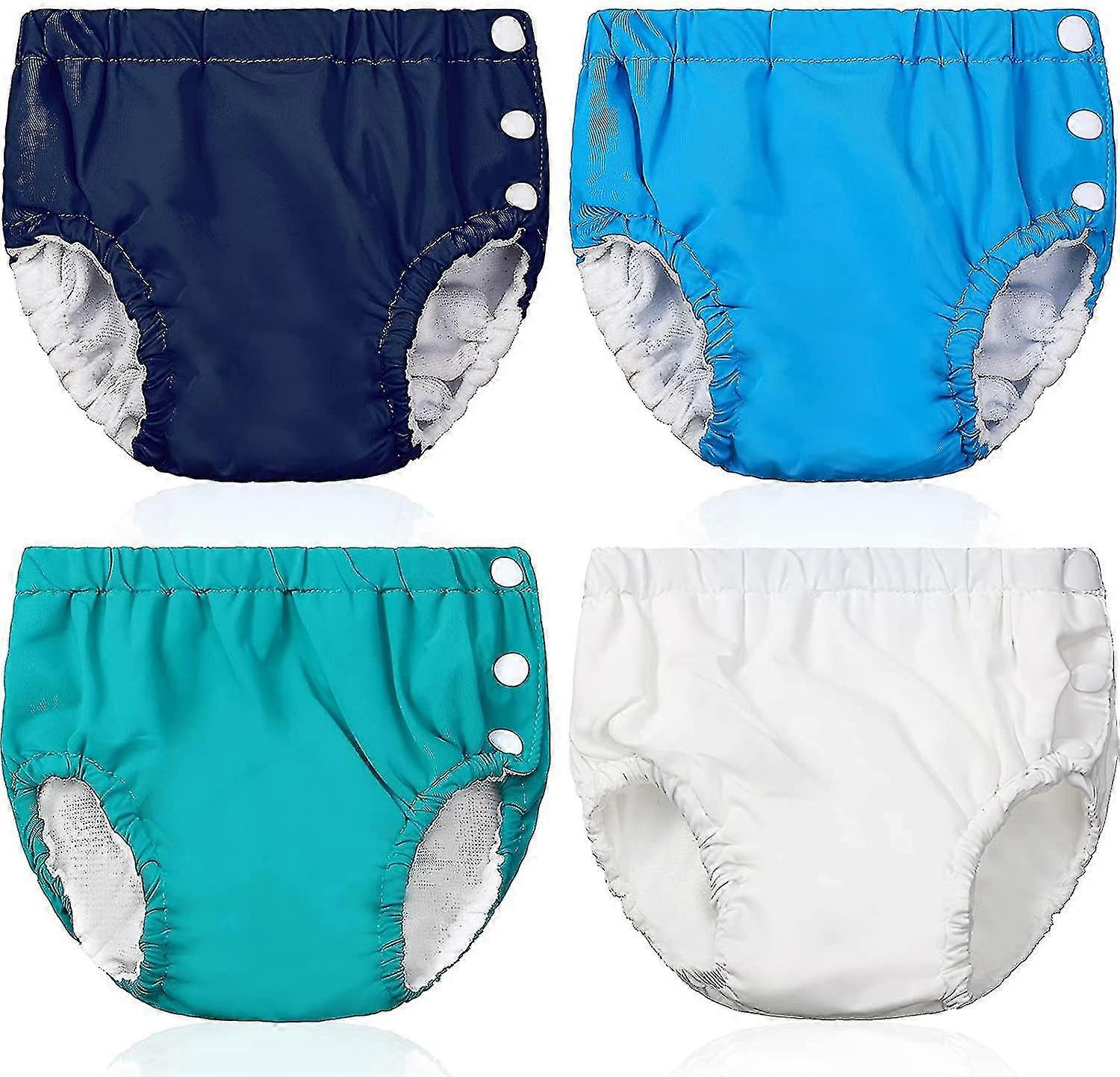 4 piese scutece de înot scutece de înot reutilizabile Adjable Snap Swim scutece lavabile piscină înot scutece pentru fete unisex băieți (, , Blu