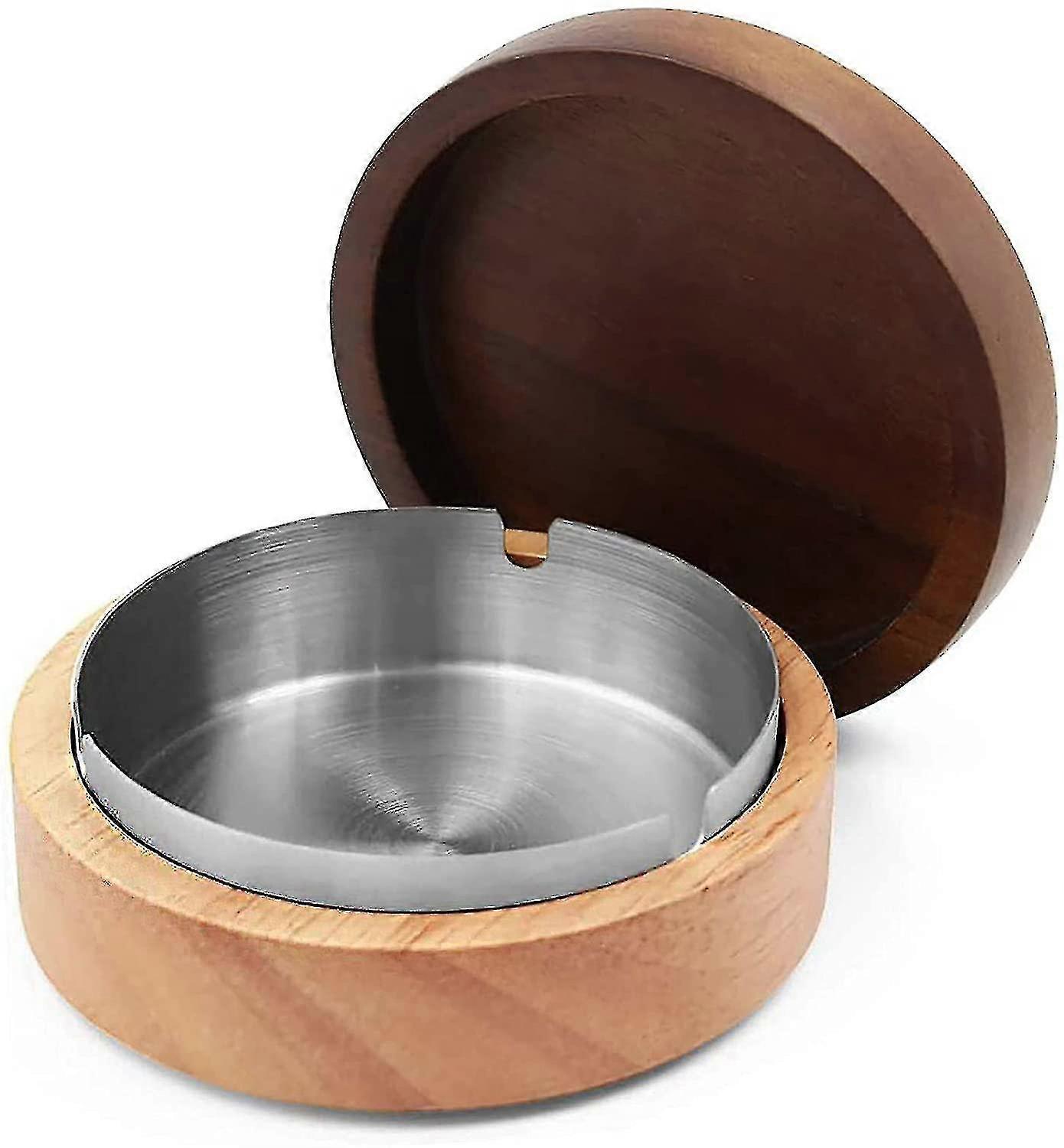Windproof Ash Tray For Weed With Lid - Large, Cigarette Ashtray Wood(1pcs, Brown Colour) Th