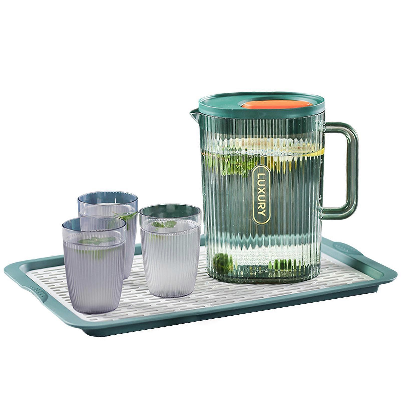 Flower Tea Juice Jug with Lid Large Capacity Anti-hot Handle Kettle Suitable for Summer Winter