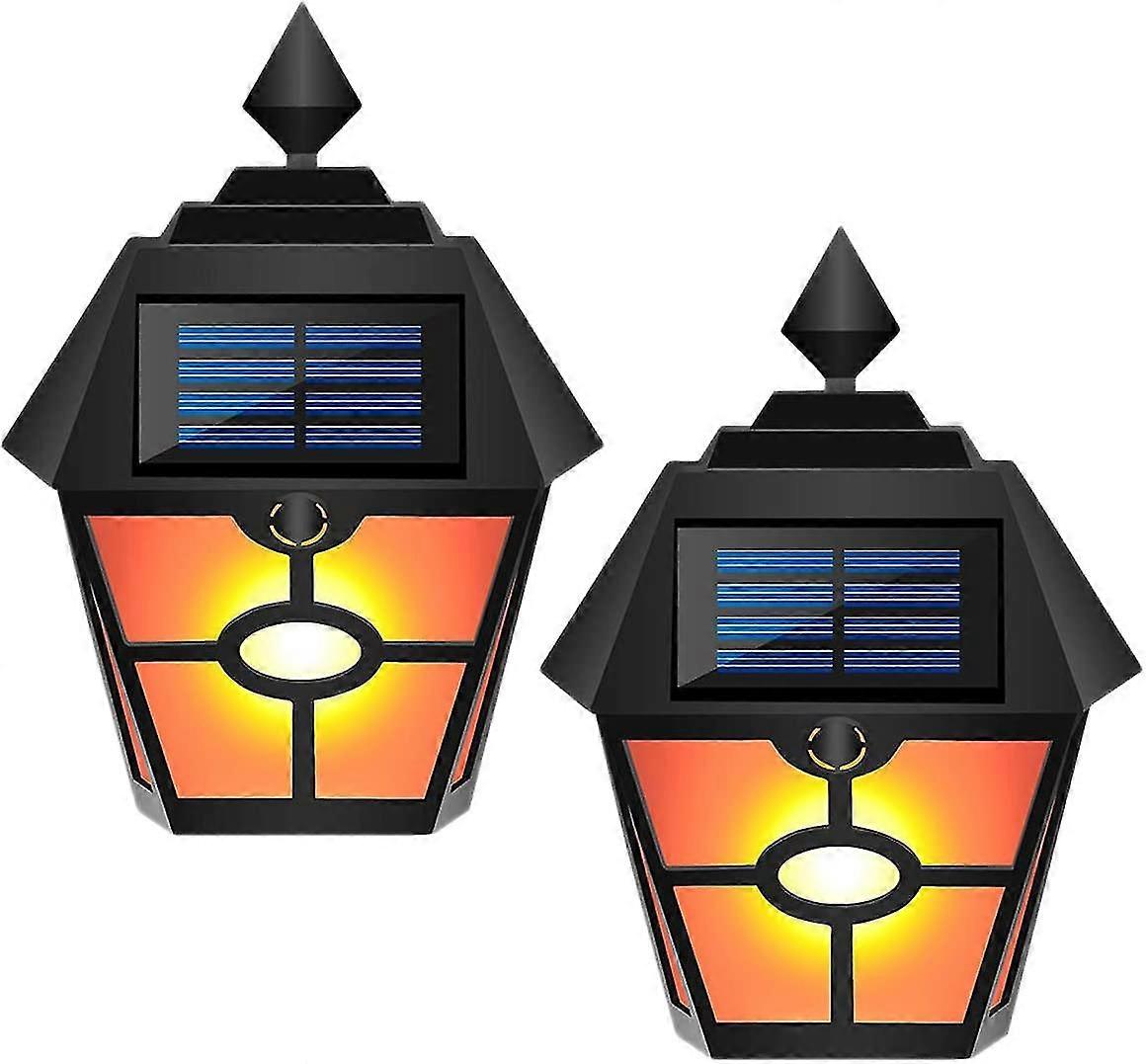 2pack Flickering Solar Wall Lights,waterproof