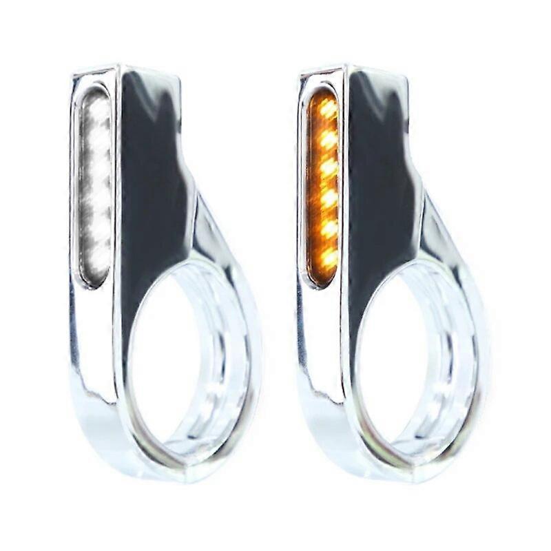 Universal Motorcycle Front Turn Signal Light 12V Waterproof LED Flowing Water Blinker Flashing Signal Lamp for 41mm Fork Tubes