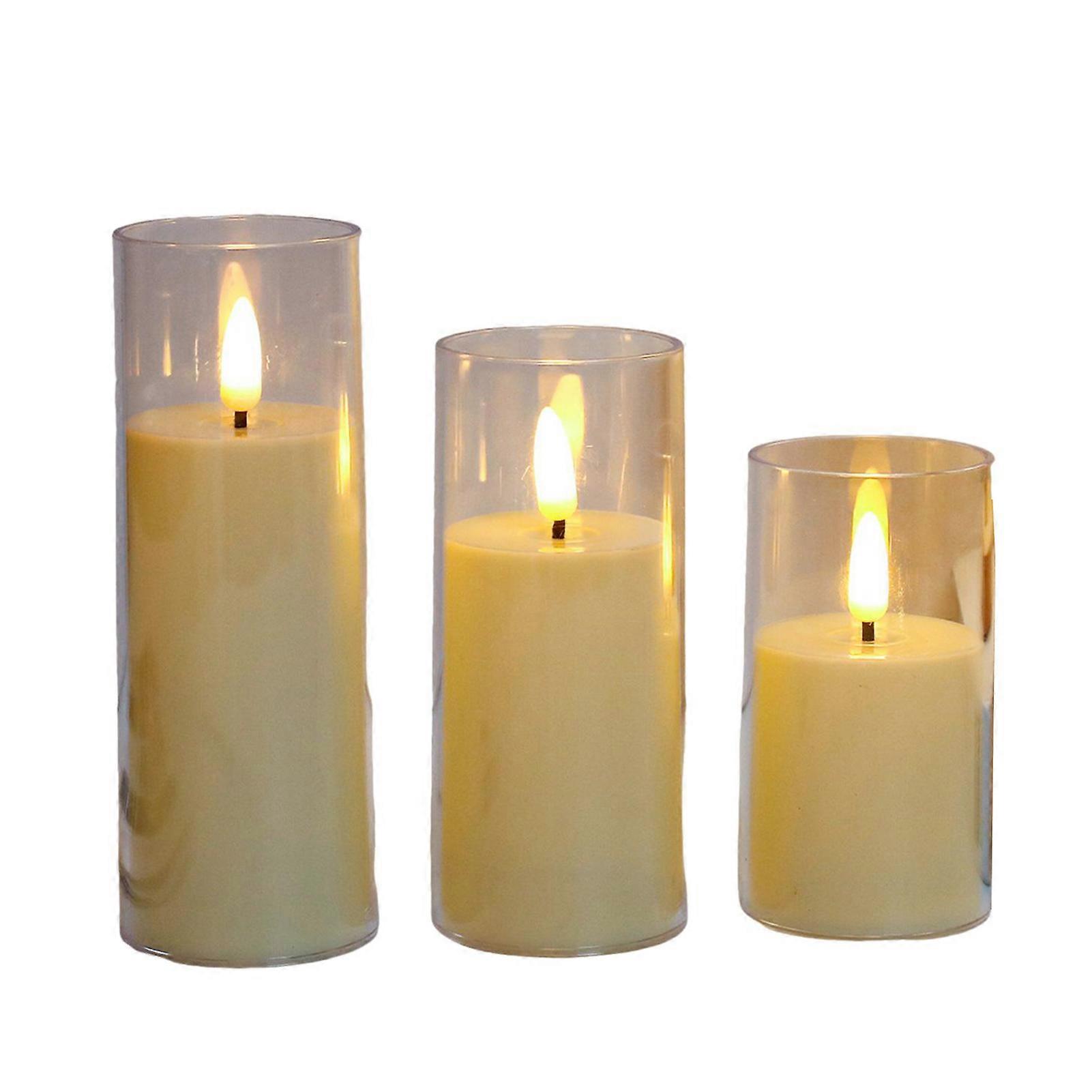 3Pcs Flameless LED Candles Battery Operated Flickering Candles LED Votive Candle Light for Home Cafe Restaurant Decor