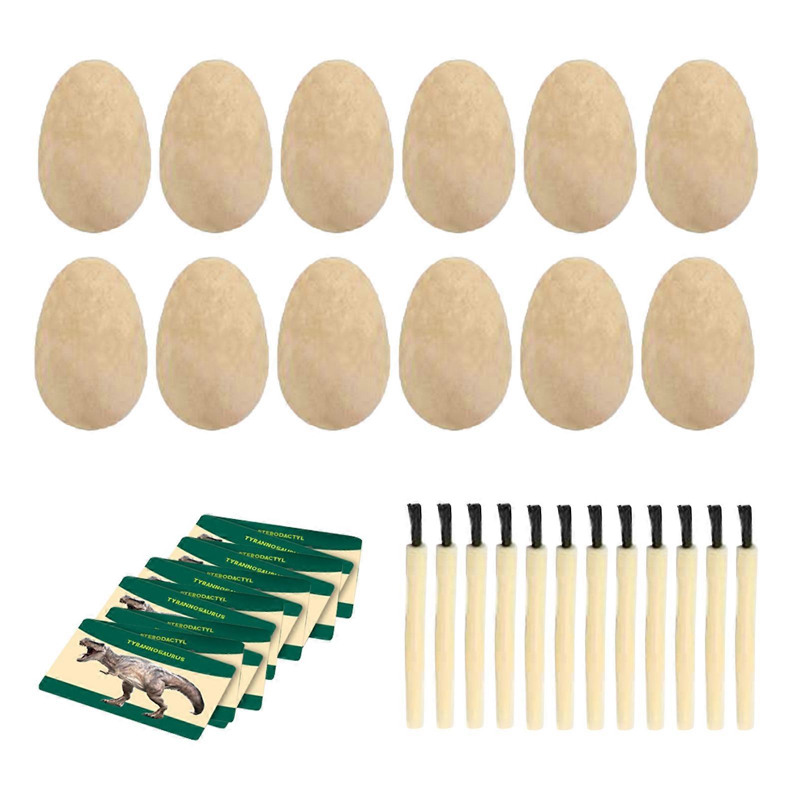 1 Set Dino Egg Dig Kit with Digging Tools 12 Dinosaurs & 12 Cards Treasure Searching Dinosaur-Fossil Eggs DIY Digging Children Archaeological Excavati