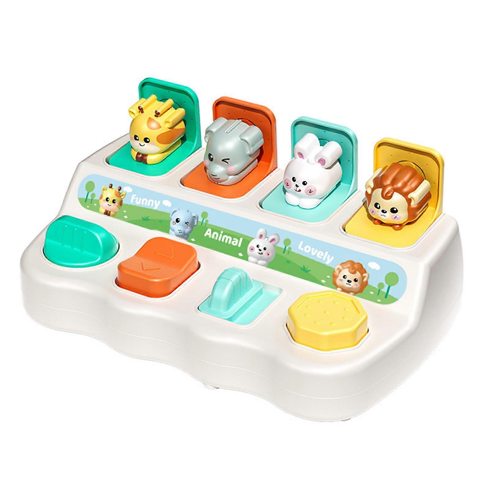 Peekaboo Cartoon Animal Memory Toy Fine Motor Skills Development Educational Press Button Knob Box Board Game Toddlers Boys Girls Gift
