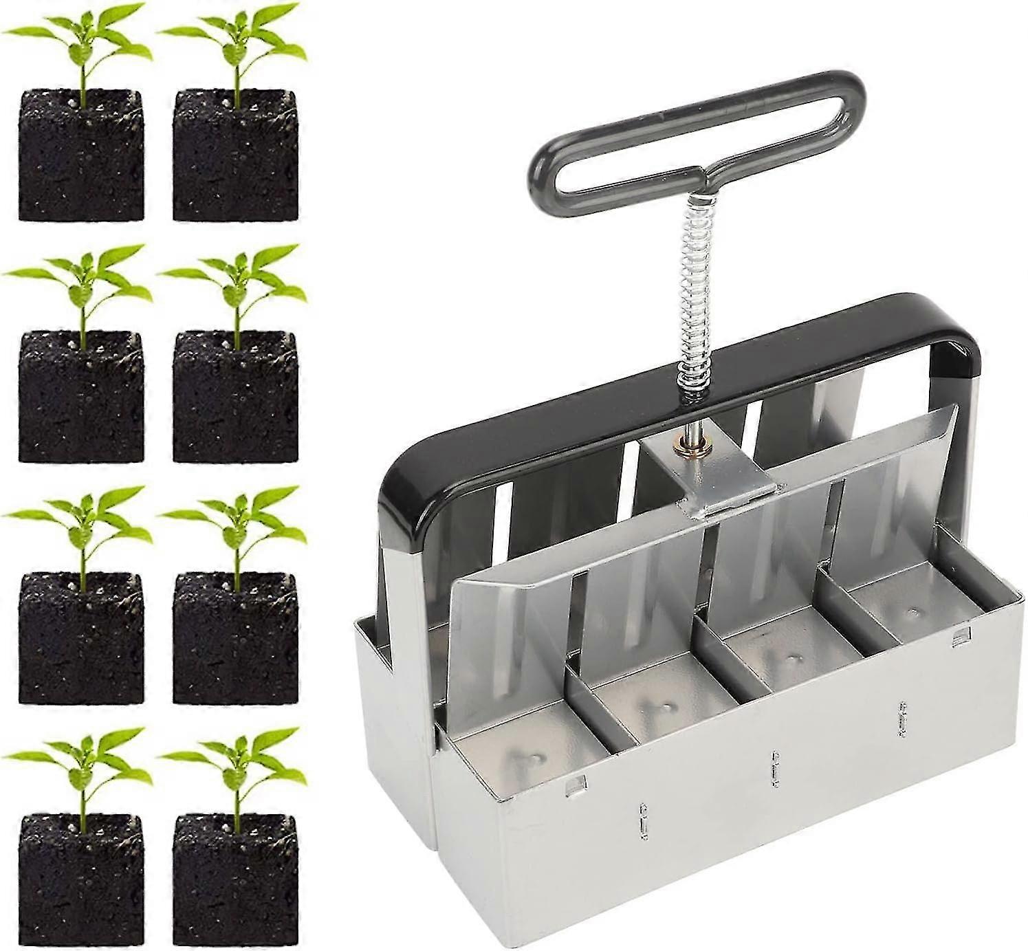 Soil Block Maker, Handheld Mold Manual Blocker Blocker Blocking Tool Quad mit Komfortgriff Mini Handheld Seed Stater Tray Seedings Cuttings Set Tools