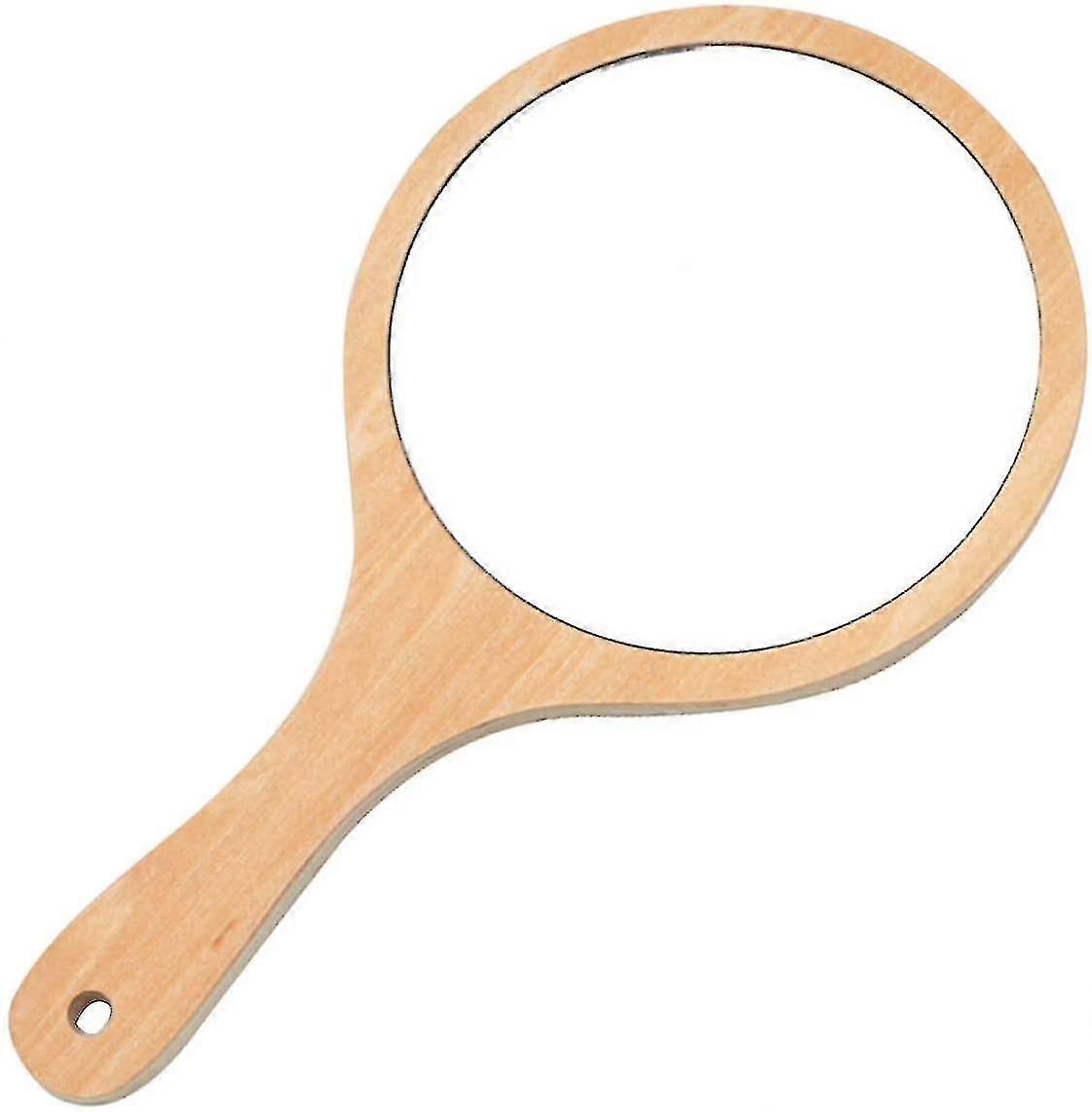 サロン理髪ハンドミラー円形ハンドミラー木製ハンドル付き木製ラウンドハンドミラーサロンラウンド木製ミラーメイクアップミラー互換性のあるウィット