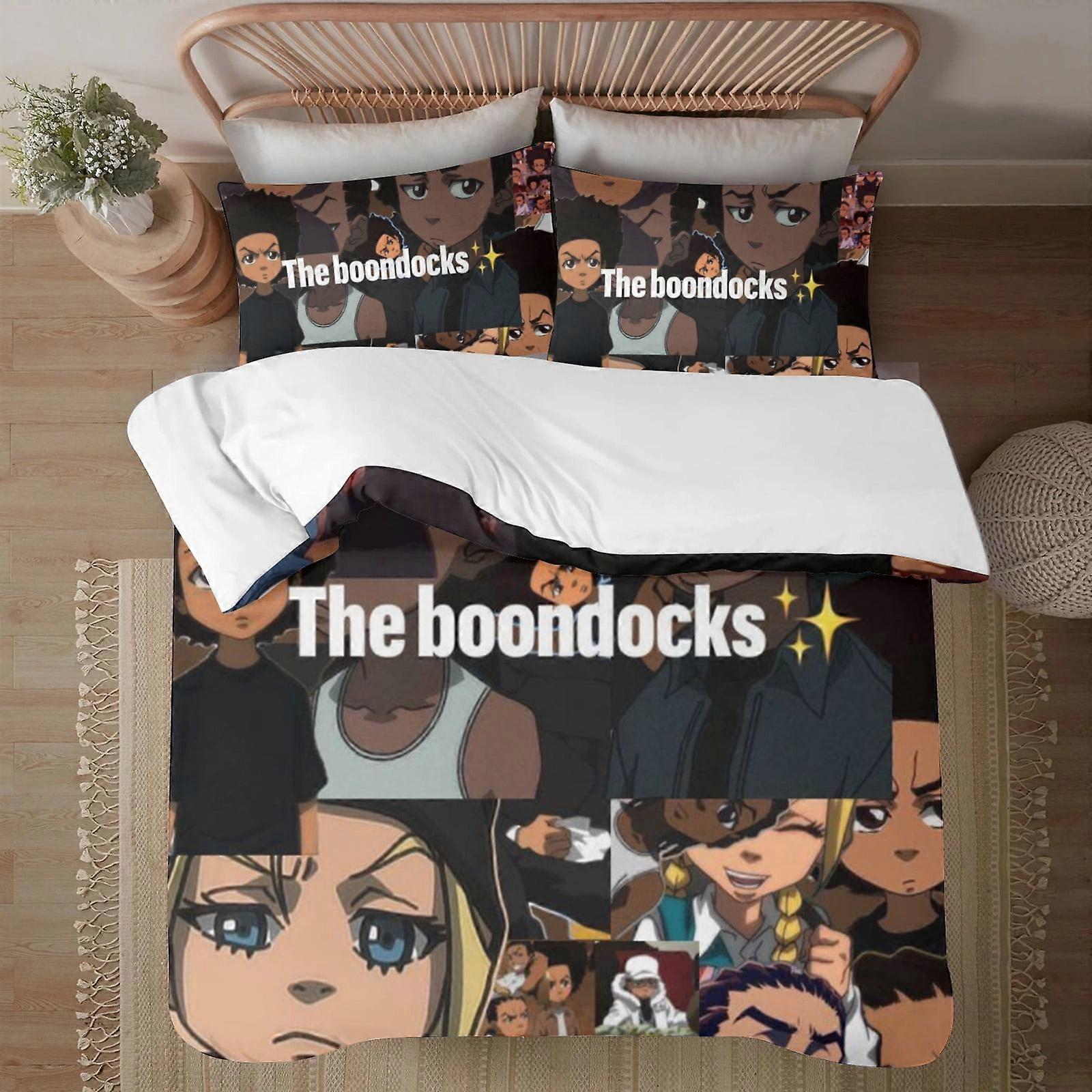 v6128 Povlečení Povlečení The Boondocks 3-dílná sada povlečení1 Povlak na přikrývku +2 povlaky na polštáře pro děti Chlapci Dívky Dospělý Kreslený Teplý Roztomilý Módní Dovolená Pr