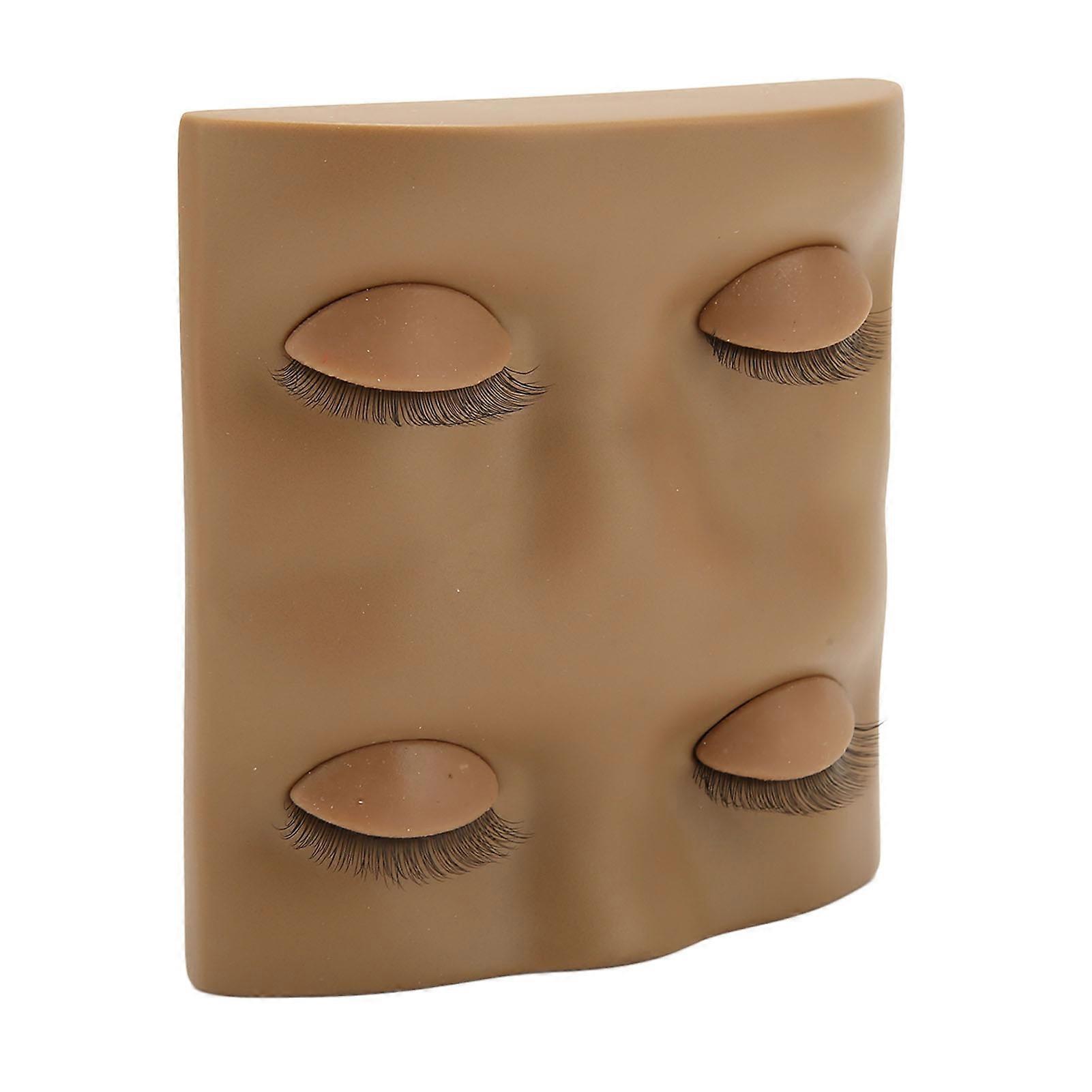 Eyelash Practice Mannequin Head Double Layer Lash Mannequin Head with 2 Pairs Replacement Eyelids Dark Brown