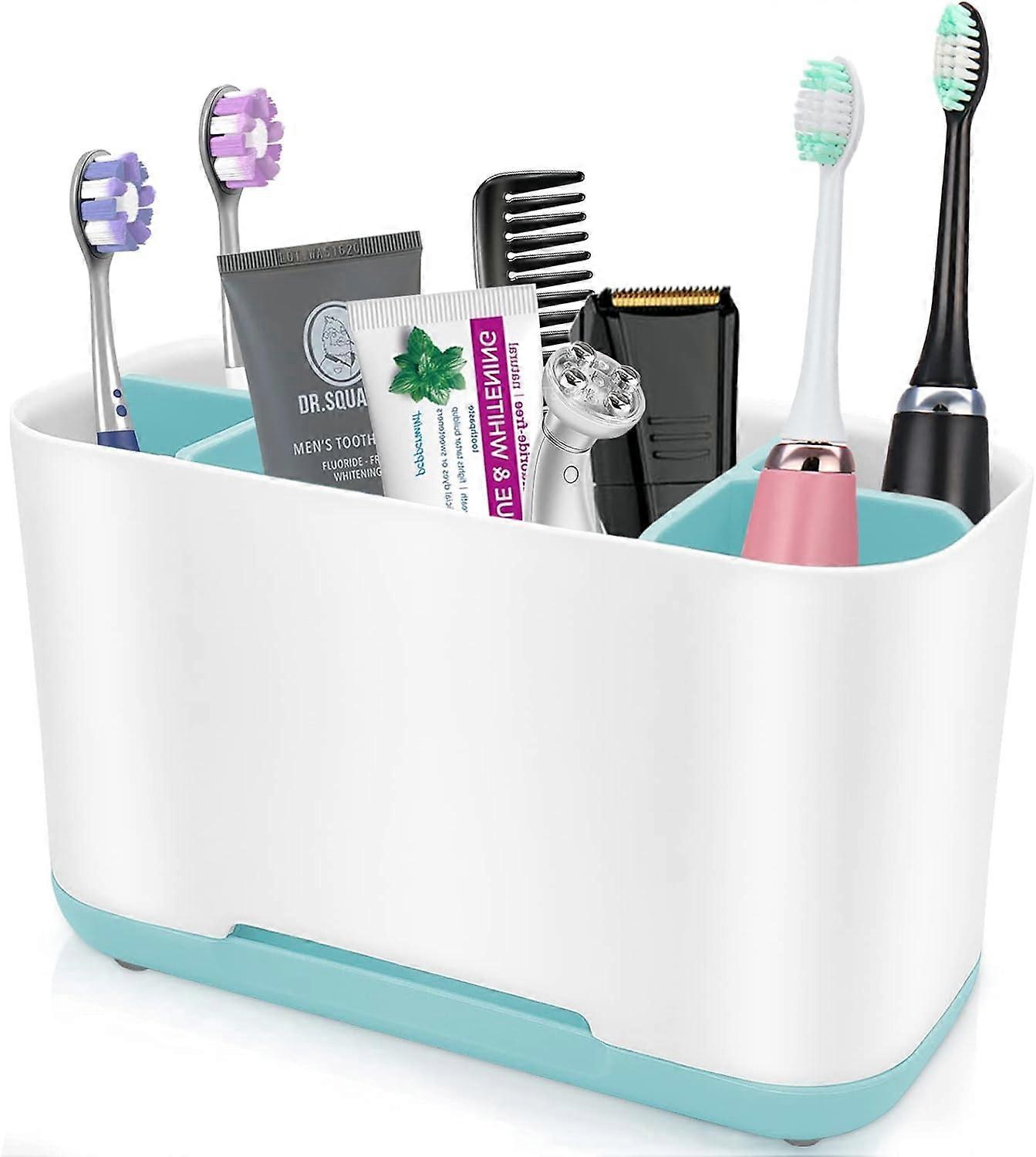 Plastic removable, easy-to-clean multifunctional storage, large electric toothbrush and toothpaste storage box (blue)