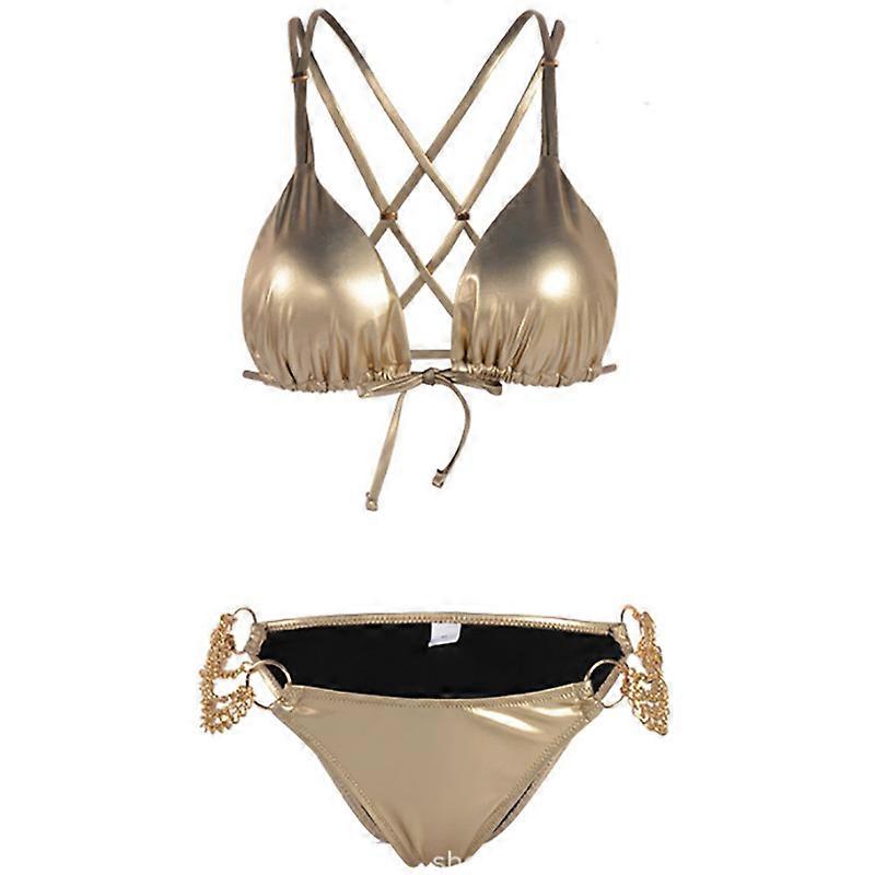 MIMIGO Women's Sexy Metal Chain Strap Bikini Set Piece Swimsuit