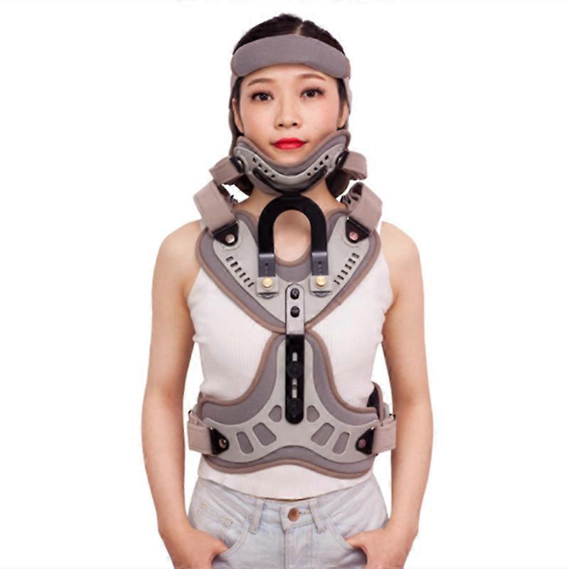 MIMIGO Orthosis Cervical Thoracic Halo Brace ، جهاز تقويم عنق الرحم الصدري القابل للتعديل الرأس والرقبة والصدر دعامة ثابتة جهاز الجر الصدري العنقي
