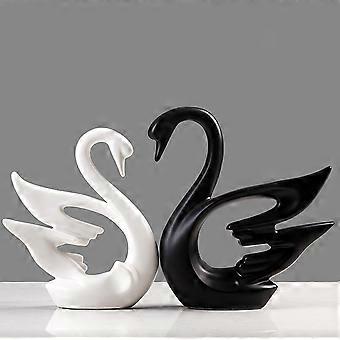 FANTESTICRYAN 2er-Set Keramik Vogel Statuen – Schwarze Deko-Figuren, Moderner Stil, Für Wohnzimmer, Schlafzimmer & Büro Vogelstatue Keramik Schwarz