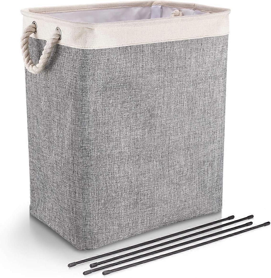Laundry Basket With Handles 65L/78L Collapsible Linen Hampers For Bedroom Storage Built-In Lining With Detachable Rods