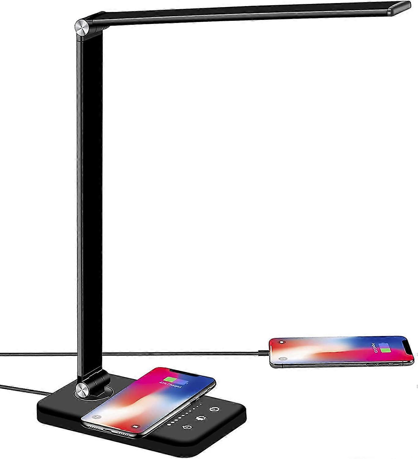 Led Eye Protection Bedside Lamp, Wireless Charging And Usb Connection