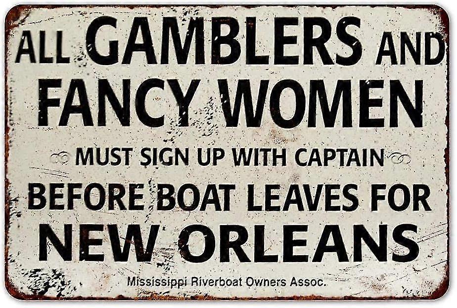 Jogadores & Mulheres Extravagantes New Orleans Vintage Retro Sign 8x12 polegadas OU 12x16 polegadas Modo 3710