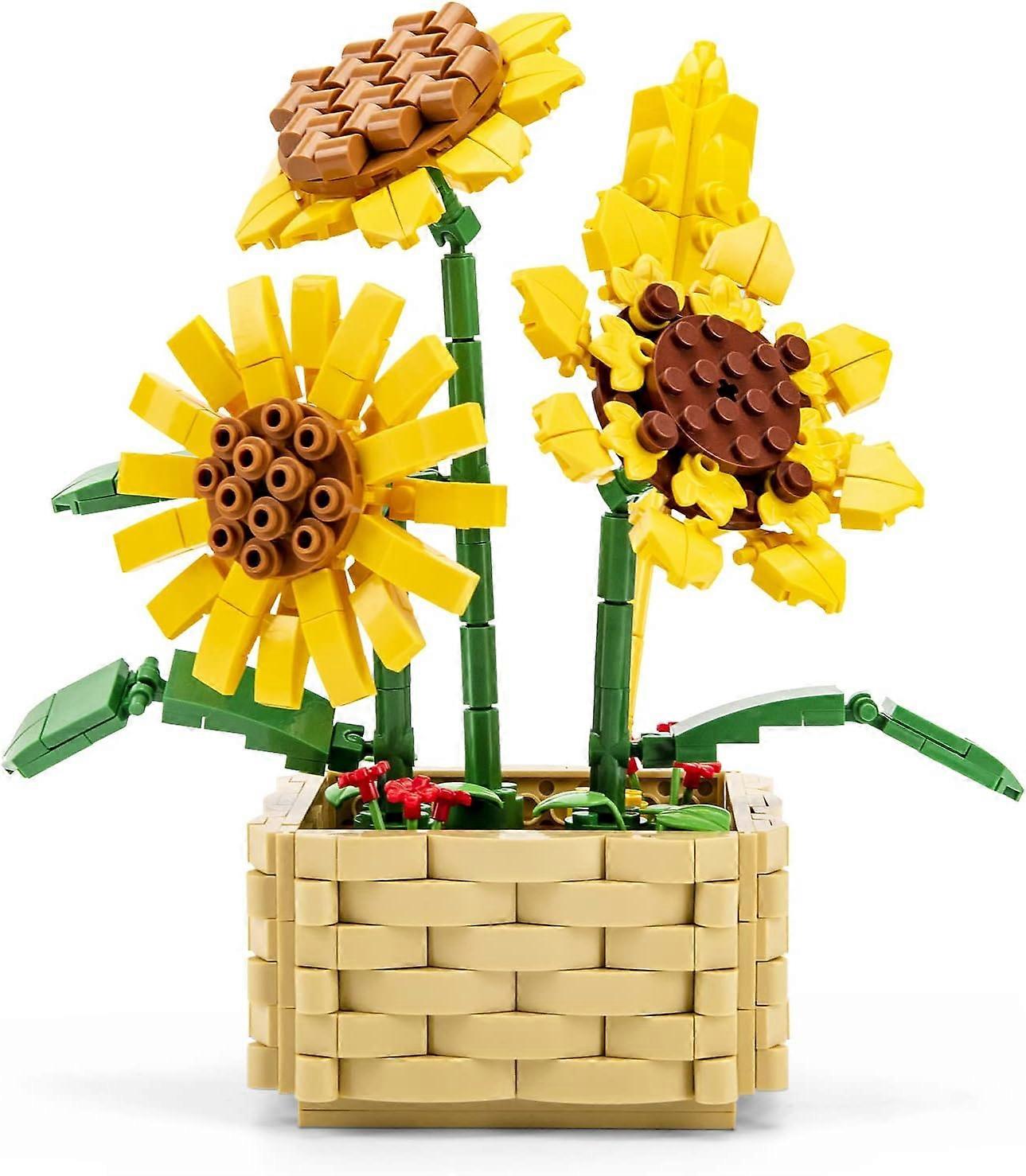 Flowers Building Set, Sunflower Flower Bouquet Bonsai Plant