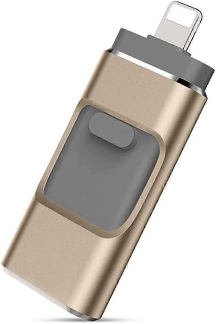 USB 3.0 Flash Drive - External Storage - For iPhone, iPad - 32GB - Compatible with All Models of PC/Pad/Android Phones - Gold
