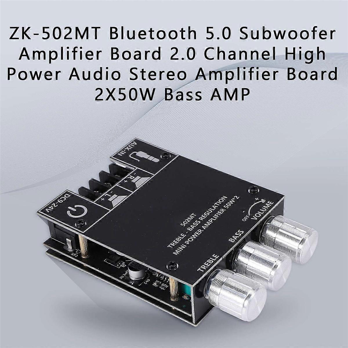 -502MT Bluetooth 5.0 Subwoofer Amplifier Board 2.0 Channel High Power Audio Stereo Amplifier Board 2X50W Bass AMP