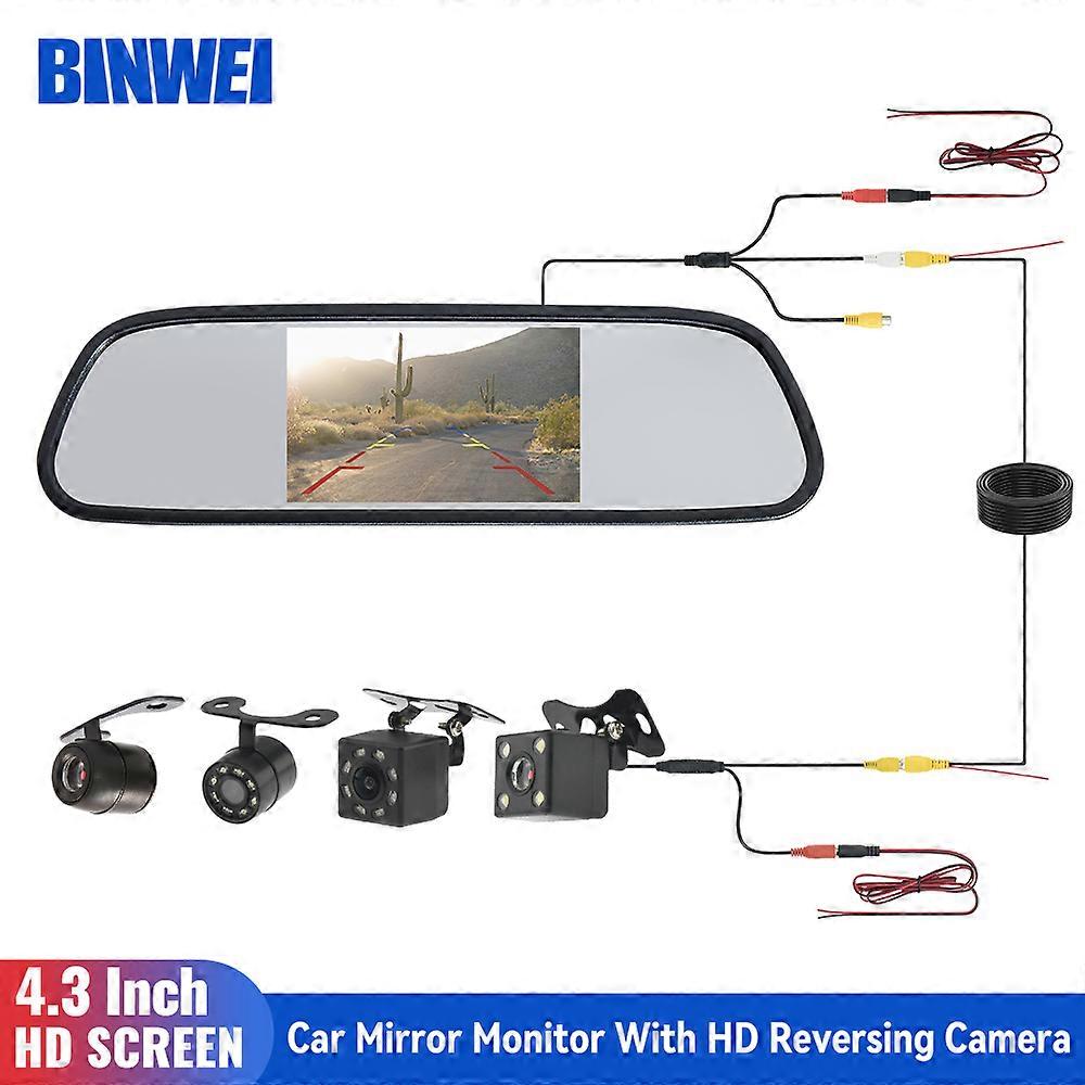 BINWEI 4.3 Inch Car Rear View Mirror Monitor Waterproof Night Vision Reversing Camera with HD Screen Vehicle Rearview Display