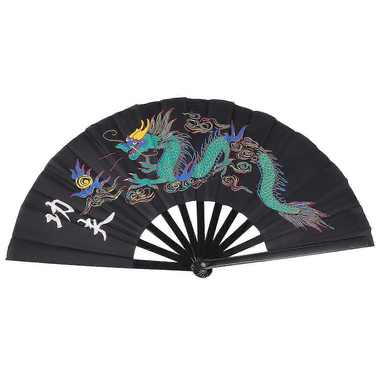 Folding Fans Handheld Plastic Chinese Fan Chinese Vintage Fabric Fans Kung Fu Folding Fan