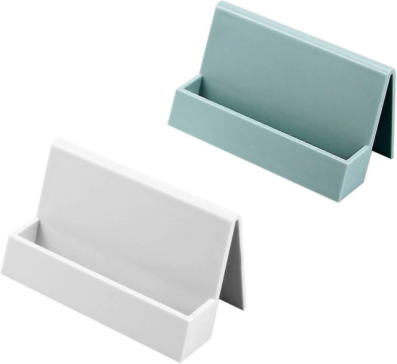 The business card holder of the table, 2 modern plastic business card frame display racks (blue, beige)