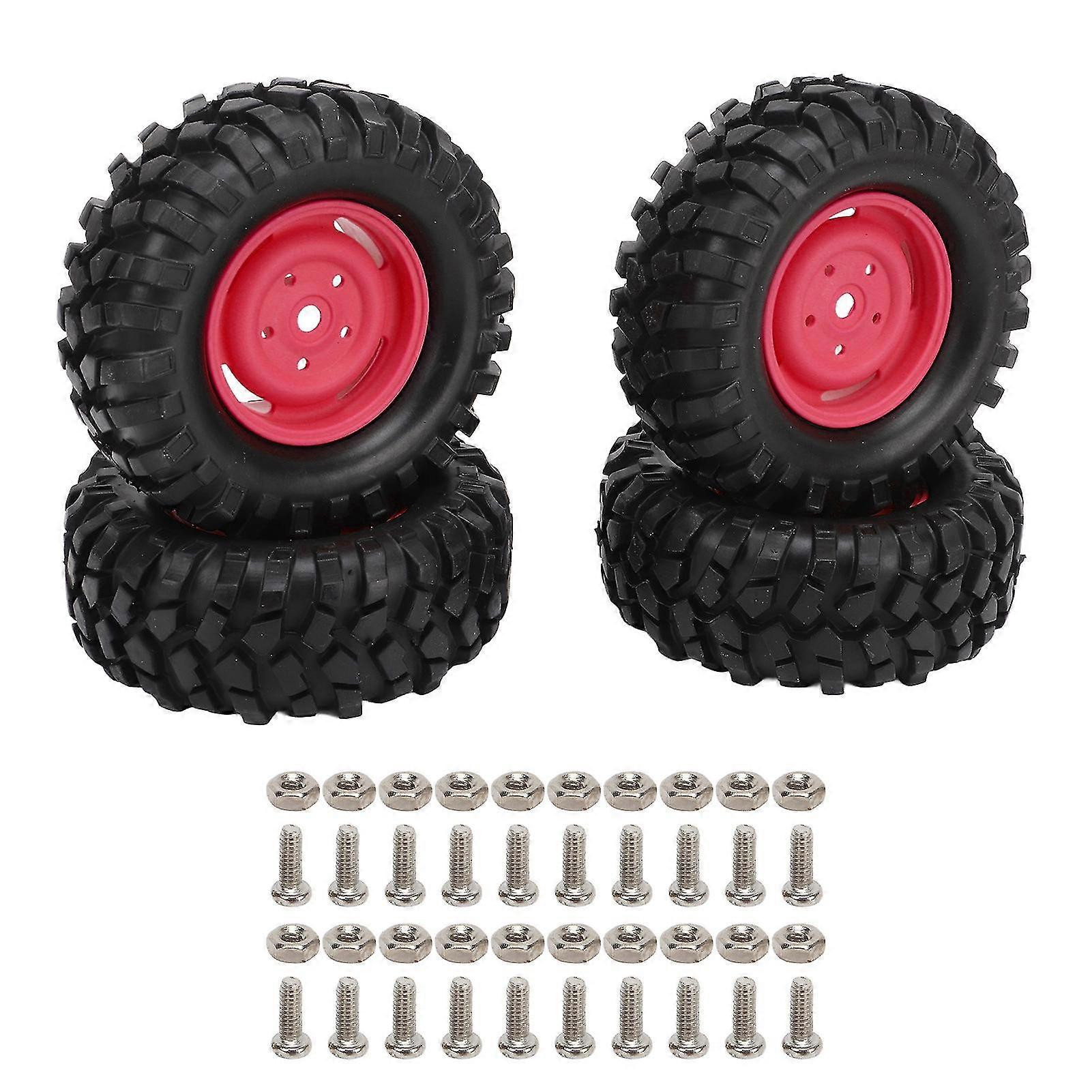 Red Rubber Tyre Replacement for Off Road Car, 96MM Diameter - Set of 4