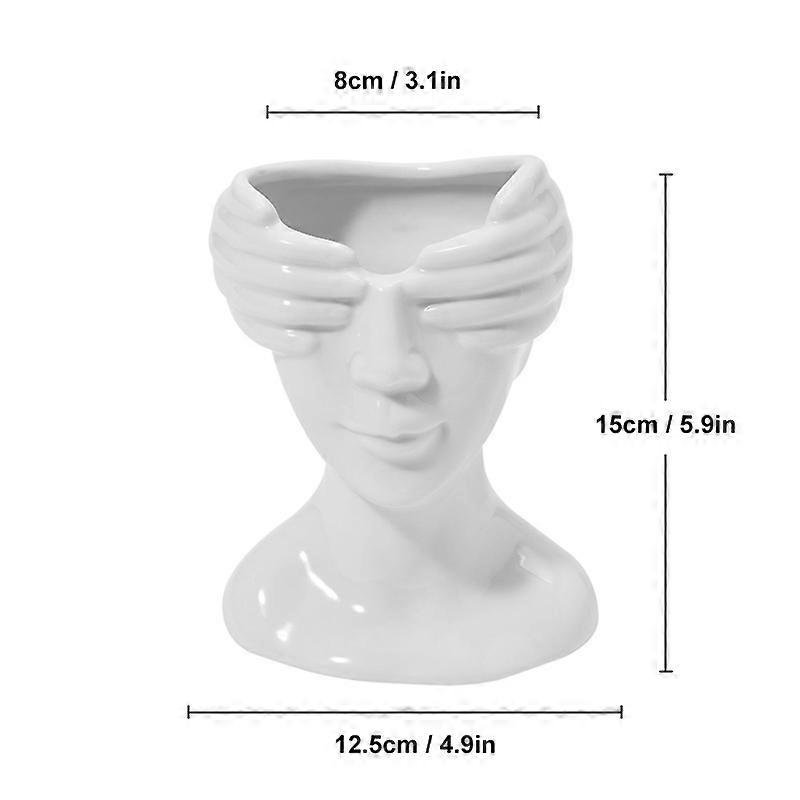 セラミック, 人間の顔, 花瓶, 創造的な, アート, 彫刻, 人間の頭, 抽象的な, 植物, 植木鉢, 置物, ホームオフィス, 卓上装飾