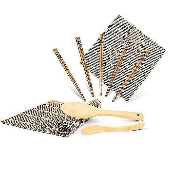 9pcs Bamboo Sushi Rolling Mat Beginner Sushi Making Kit 2 Rolling Mats-ZZY