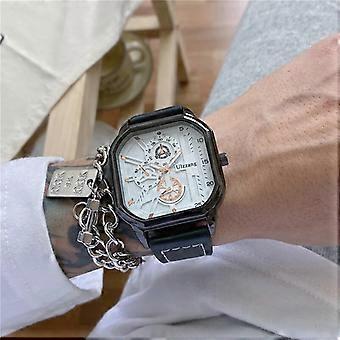 CQ154 Student Square Trend Sports Watch Fashion Casual Alloy Watch Cool Black Technology Belt Quartz Watch