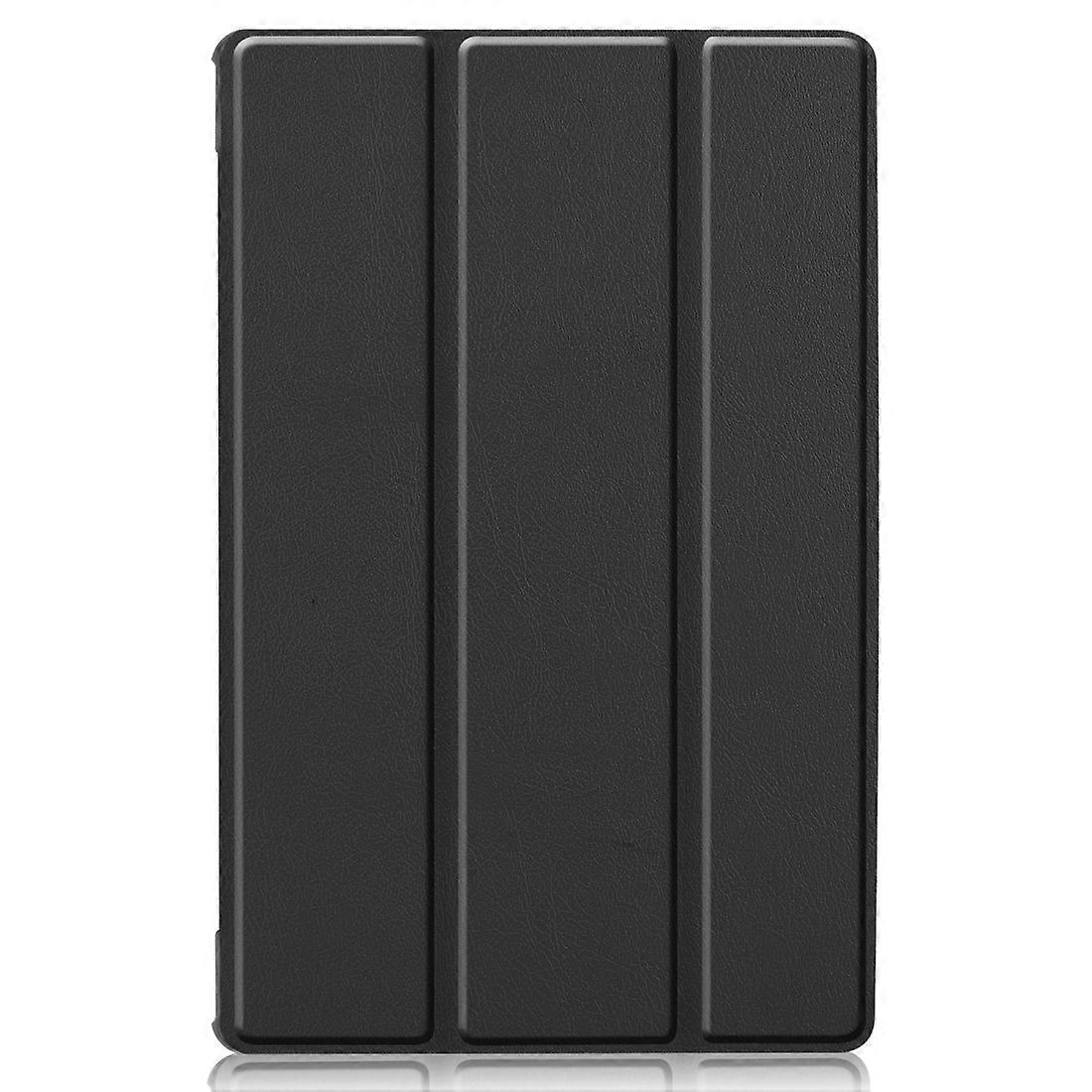 Tablet Case For Lenovo M10 Plus TB-X606F Custer Pattern Pure Color Horizontal Flip Leather Case with Three-folding Holder &Sleep / Wake-up Function(Bl