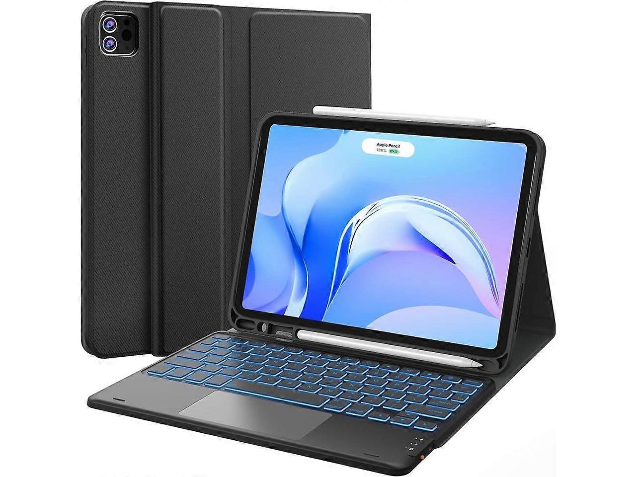 Touchpad Keyboard Case for iPad Air 11 Inch 2024 M2, 7-Color Backlight, Pencil Holder, Bluetooth Keyboard Cover for for iPad Pro 11 inch 4th/3rd/2nd/1