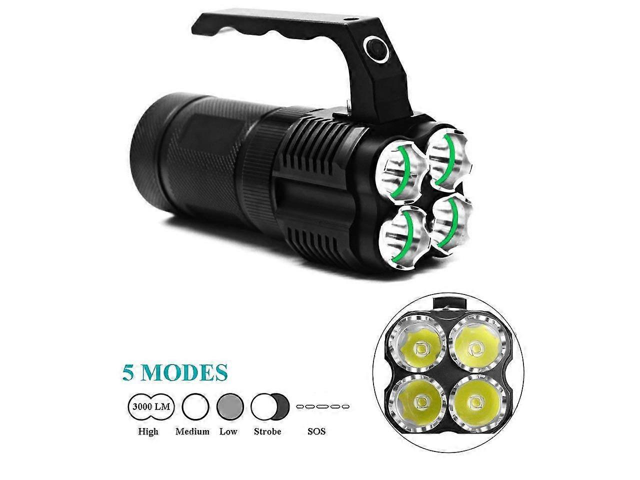 High lumens Tactical Flashlights Super Bright High Power Handheld Flashlight XML-T2 LED Torch Spotlight with Rechargeable Batteries Battery Charger fo