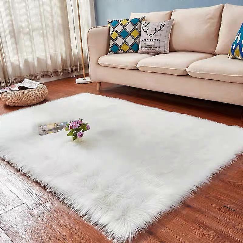 Imitation Wool Carpet Living Room Plush Carpet Bedroom Plush Fluffy Floor Carpet Home Easy Clean Decorative Faux Wool Carpet