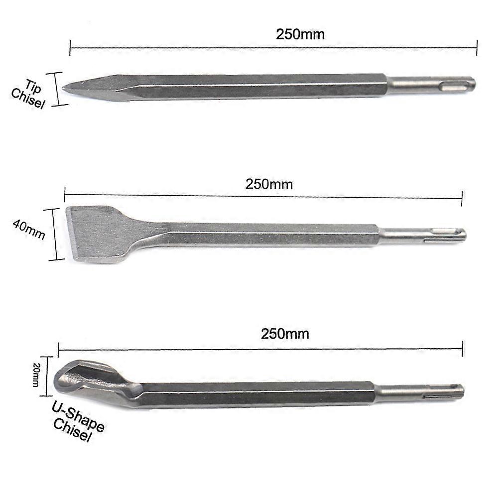 High quality 3 pcsset SDS Plus Flat Chisel Point Chisel Bit Hammer Drill Concrete Wall Bit For Electric Hammer Chisel