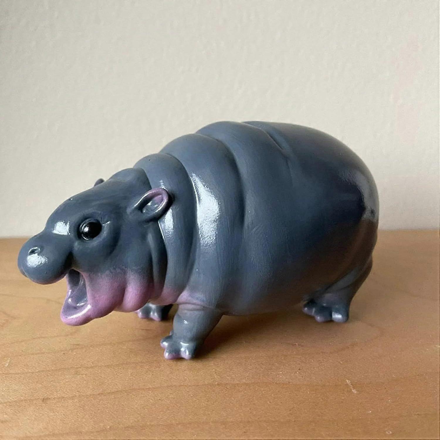 3D Moo Deng Hippo Resin Figurine/Hanging Ornament Small Tabletop Statue Hippopotamus Sculpture