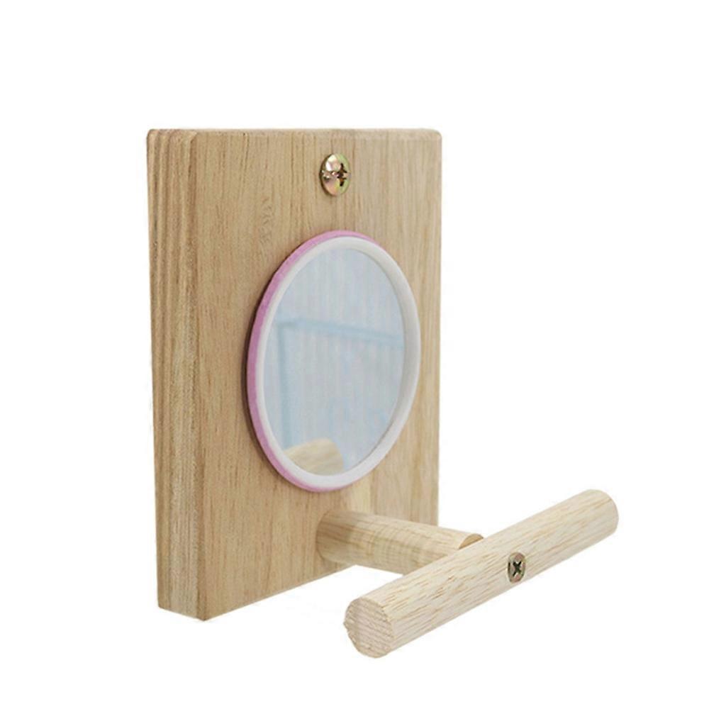 Natural Wooden Bird Perch for Small Medium Parrots Training Mirror Set