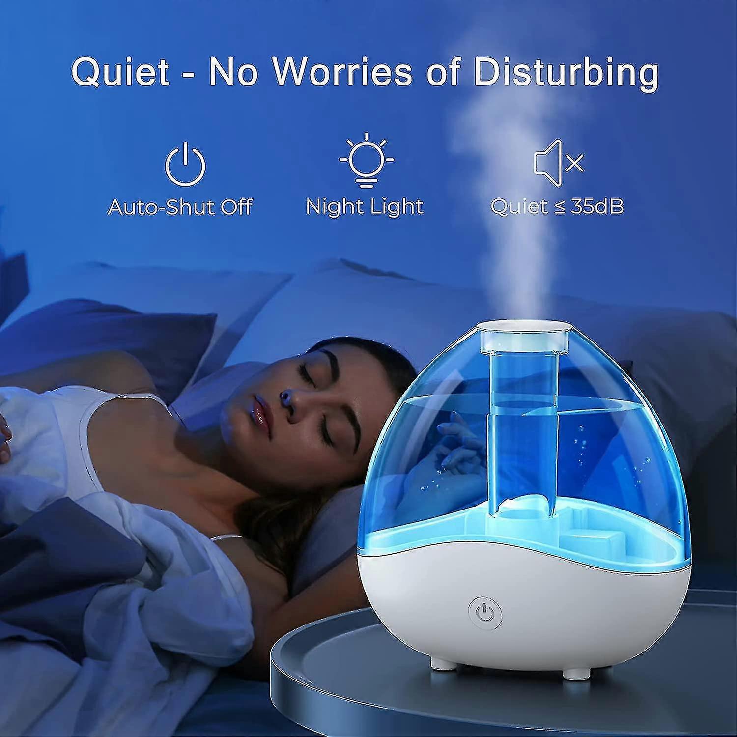 Umidificatori a nebbia fredda per camera da letto grande stanza, umidificatore per bambini con luce notturna