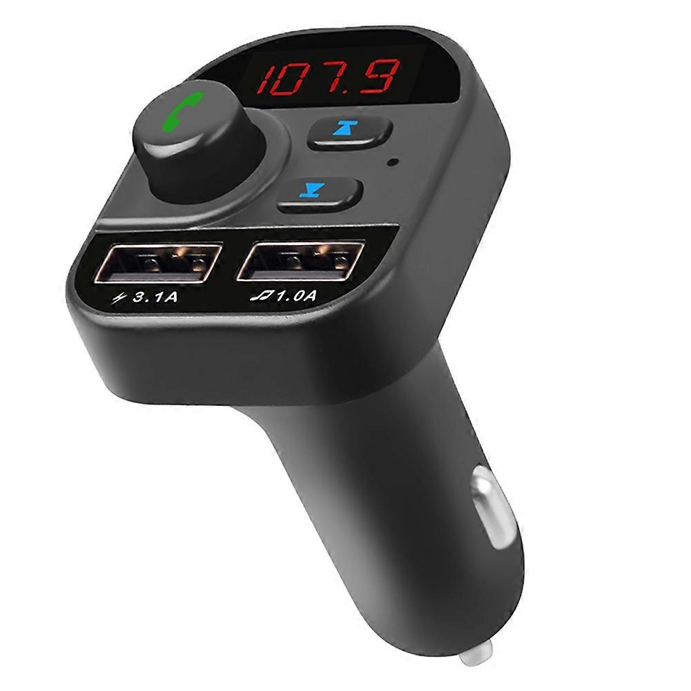 Car Bluetooth-compatible Adapter Voltage Display Dual USB Charger MP3 Player